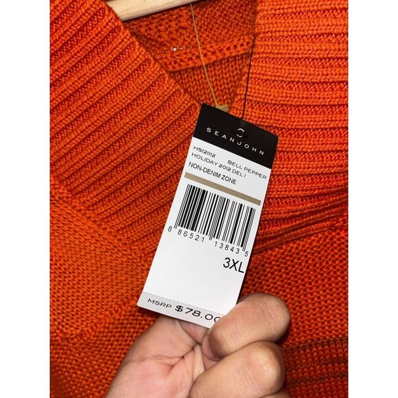 NWT Sean John Orange Gradient Knit Pullover Shawl Collar Men Sweater Size 3XL - Picture 6 of 15